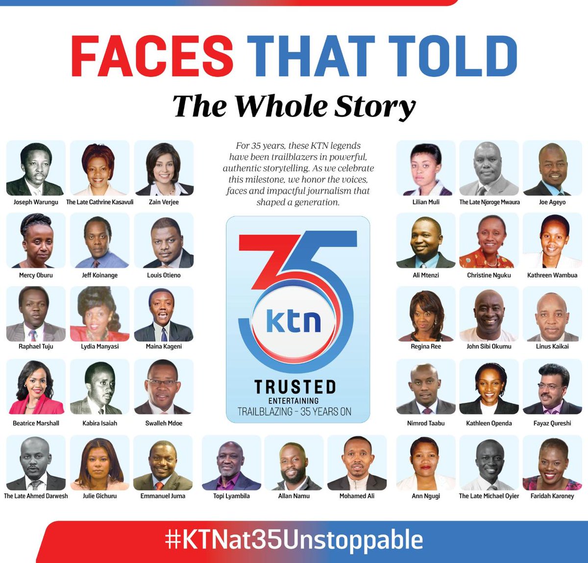 Celebrating 35 years of bold storytelling and trusted journalism! The faces behind KTN's legacy are ready to tell the next chapter. 

#KTNat35