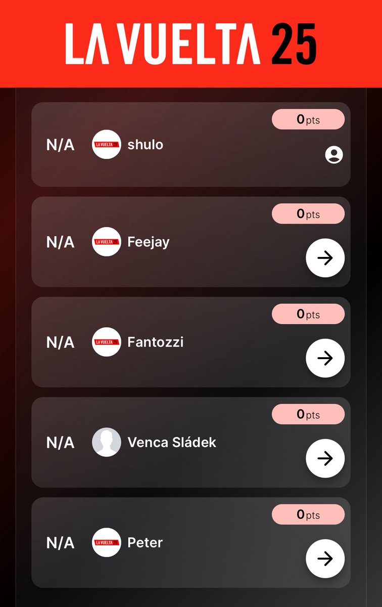 shulo's tweet image. Je nás len 5 vo Vuelta Fantasy lige, prihláste sa ešte. Šanca na pekný výsledok je takmer istá 😀 fantasybytissot.lavuelta.es/#welcome/regis…