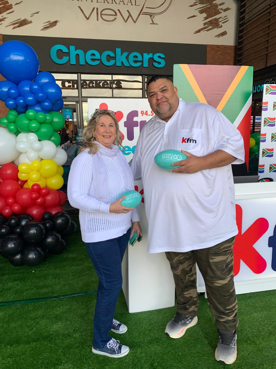 KFMza's tweet photo. 🔥🏉Fire up your game-day weekend with some Xtra gees this morning! Kfm Weekend Breakfast with Stan Mars is LIVE at #CheckersPhesantekraal.
Chill with the #KfmCrew and get your FREE Krispy Kreme Doughnuts & mini rugby balls from Checkers Sixty60.
Powered by @CheckersSA https://t.co/3yCwE0FcmM