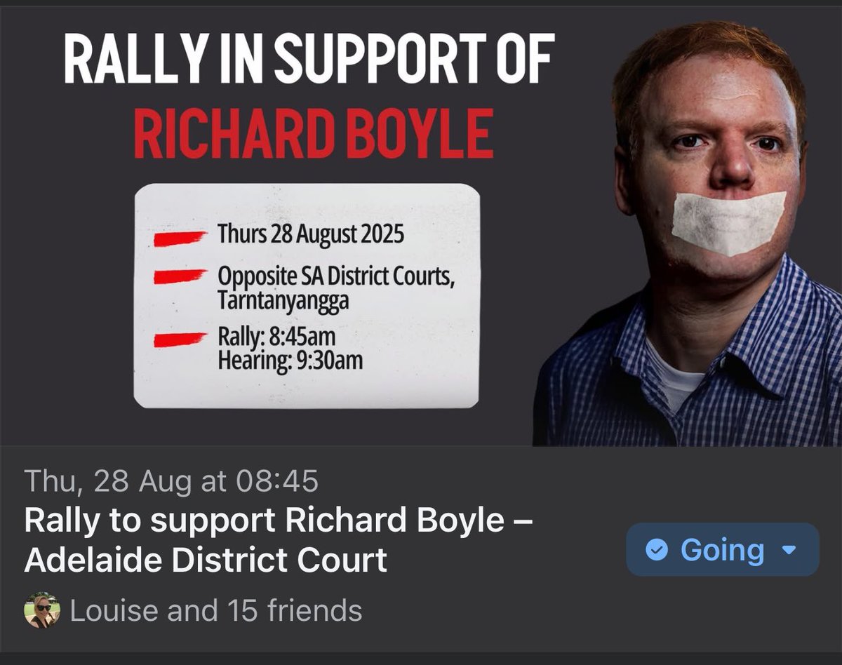 Richard_D_Boyle's tweet photo. End of a Long Journey….

SENTENCING PROPER: Please pass on to any Adelaide residents you know who might be interested in attending.

Link: https://t.co/LVPmrfeTuk

Date:     Thursday, 28 Aug, 2025
Time:     8 45 AM
Place:    District Court of S.A.
                Victoria Squ, Adelaide

The final step in this almost ten year journey.

I wrote my first draft public interest disclosure in September 2016. 

#Auspol #Auslaw #Whistleblowers #ATO #Tax #Australia #uapX ⚖️ 
.