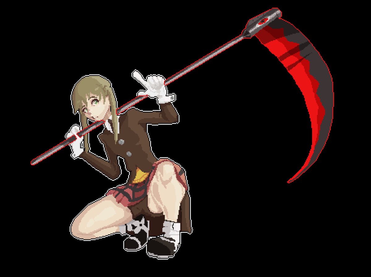 FEARprototype's tweet image. Maka from #souleater. Even as pixels, her scythe is sharp enough to split your screen ☠️ .