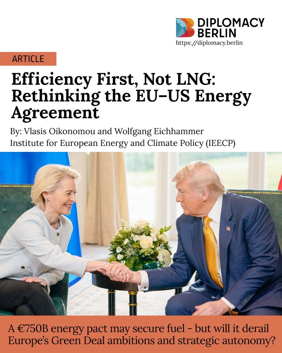 Do you believe that the EU-US Energy Agreement can lead to lower costs to consumers? In our article we argue that if the same amounts would be spent on #EnergyEfficiency for consumers, the #LNG would not be a cost-efficient solution. diplomacy.berlin/efficiency-fir…