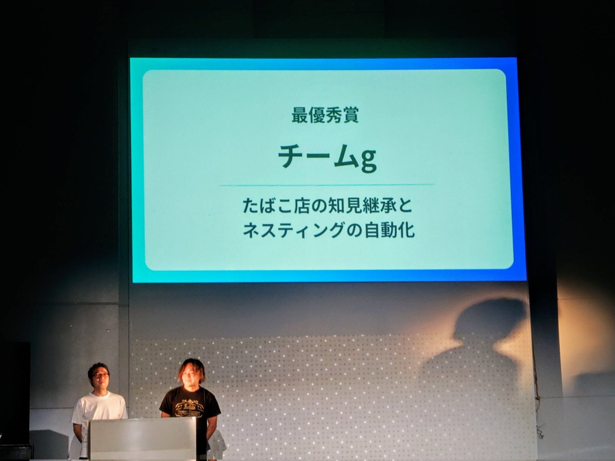 【最優秀賞：チームg】
AI人材育成講座3期の最優秀賞チームはSUNABACOお馴染み <a href="/enyokinn/">デク | SUNABACO常駐さん</a> さん <a href="/dadadadaishi22/">あべべ</a> さんたちの チームgです‼️

おめでとうございます🎉

#SUNABACO 
#今治