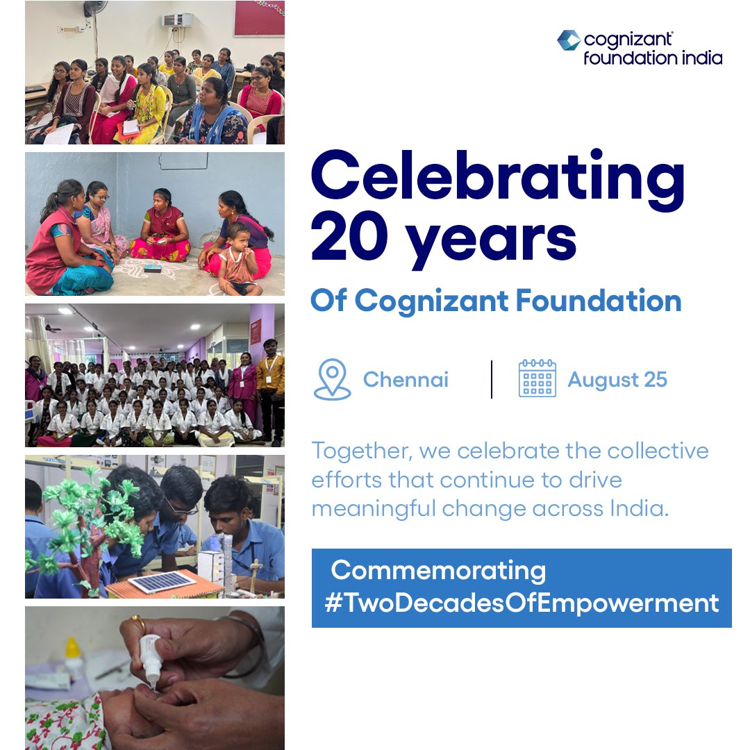 CFChangingLives's tweet photo. A journey built on hope, resilience, and countless stories from across India.  

With our first event in Chennai, we celebrate the lives transformed along the way.  

Happy to honor these journeys and set the stage for more to come.

@Cognizant #TwoDecadesOfEmpowerment https://t.co/NHq2BFzM2K