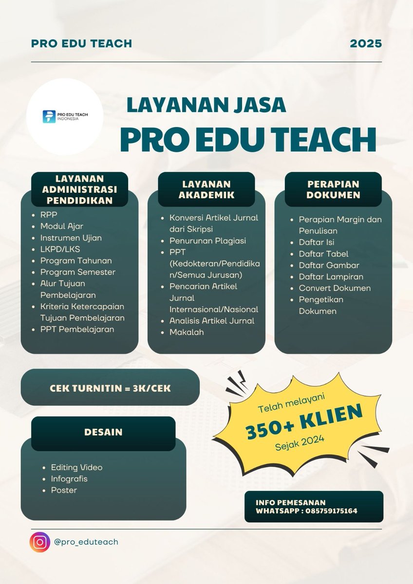 PRO EDU TEACH | Joki Modul Ajar, RPP Deep Learning tweet media