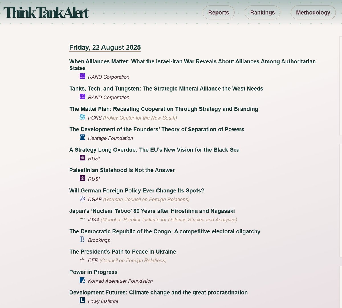 Think Tank Alert tweet media