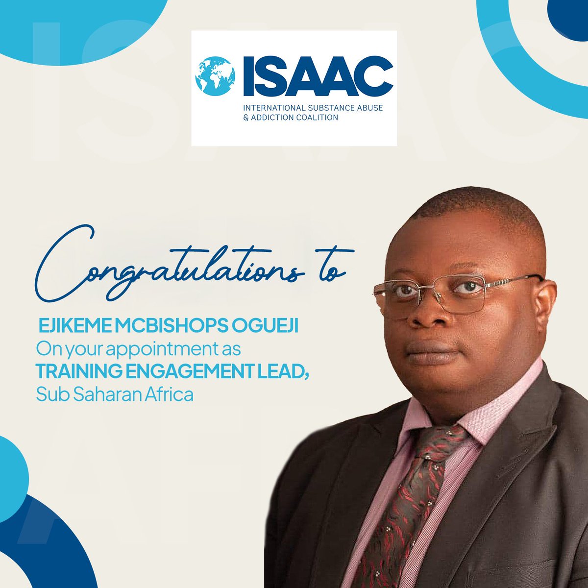 OguejiM's tweet image. Excited to share that I’ve been appointed as Training Engagement Lead for International Substance Abuse and Addiction Coalition @UK_ISAAC Sub-Saharan Africa! Prayers, snacks, and moral support are welcome.

@highlight
