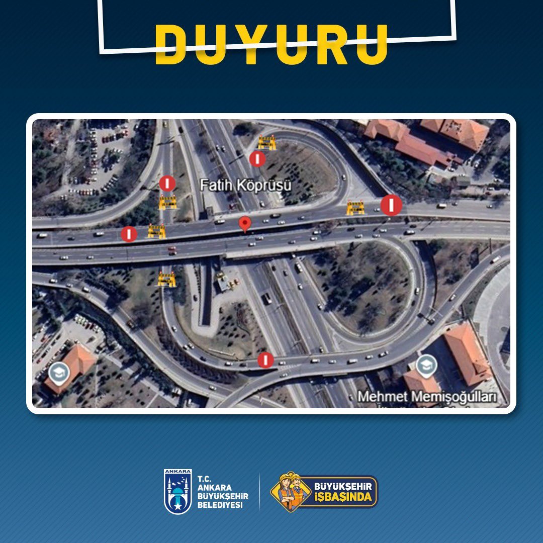 ANKARA BÜYÜKŞEHİR BELEDİYESİ'NDEN ÖNEMLİ DUYURU!

Fatih Köprüsü birleştirme işi kapsamında Keçiören istikametinde 25.08.2025 saat 23.00'ten sabah 06.00'a kadar durdurulacaktır.

'Radyo Trafik Yolda' uygulamamızdan rotanızdaki trafik olaylarını dinleyin-bilgi gönderin, yayına