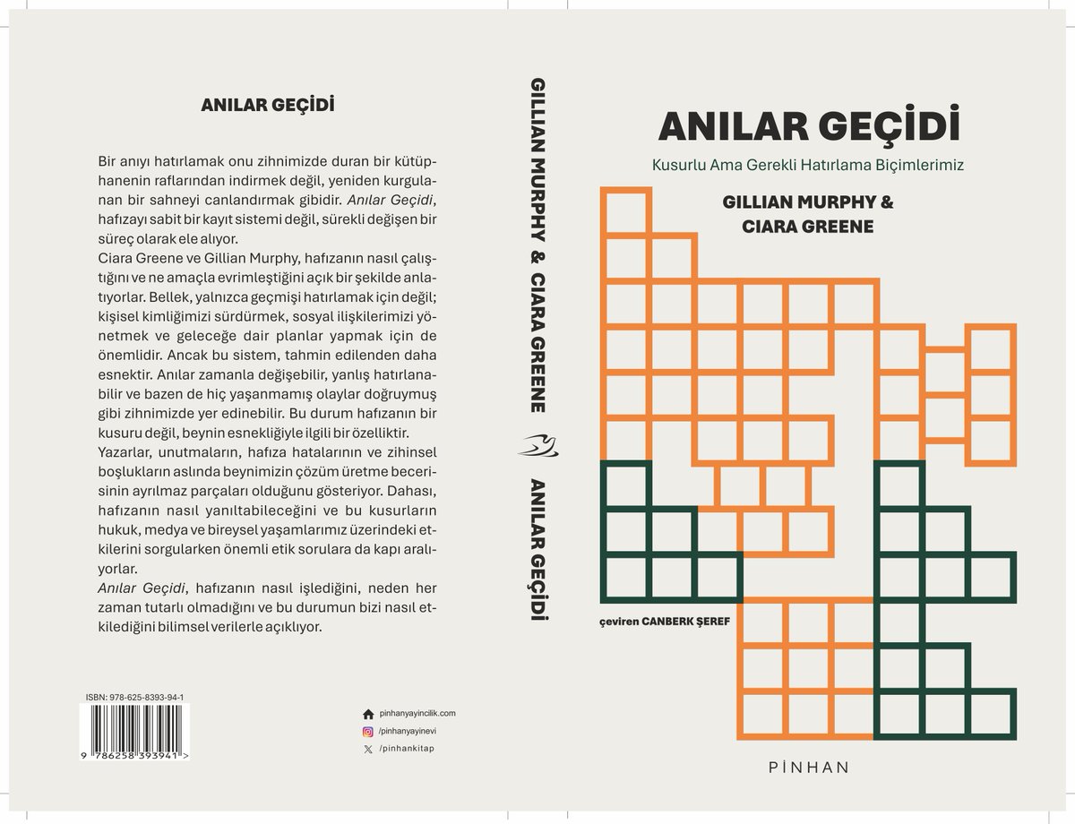 Yayımlandı!
ANILAR GEÇİDİ
Kusurlu Ama Gerekli Hatırlama Biçimlerimiz
Gillian Murphy &amp; Ciara Greene

Hepimiz anılara biraz olsun şüpheyle yaklaşmalı, insanlara hata yapma hakkı tanımalı ve hafızaya gerçeğin kesin bir göstergesi olarak güvenmemeliyiz.
pinhanyayincilik.com/hafiza-bulvari