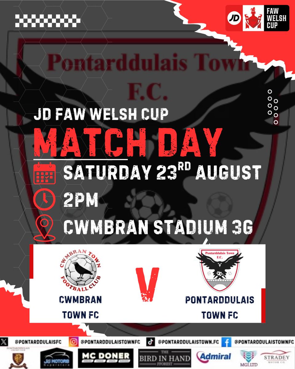 PontarddulaisFC's tweet photo. JD Welsh Cup action today as we travel to face @CwmbranTownAFC. Bus leaves at 10.30, kick off is 2pm ⚫⚪#COTB https://t.co/XDhyWjvSVP