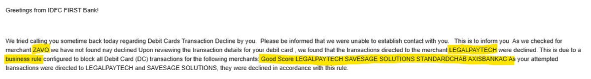 PointsPerksPicks (@pointperkspicks) on Twitter photo IDFC is blocking all DC transactions and payments through multiple applications including Goodscore, SaveSage etc.
Src for pic - <a href="/smartspendcode/">Sagar Paleja 🇮🇳</a> IDFC is blocking all DC transactions and payments through multiple applications including Goodscore, SaveSage etc.
Src for pic - <a href="/smartspendcode/">Sagar Paleja 🇮🇳</a>