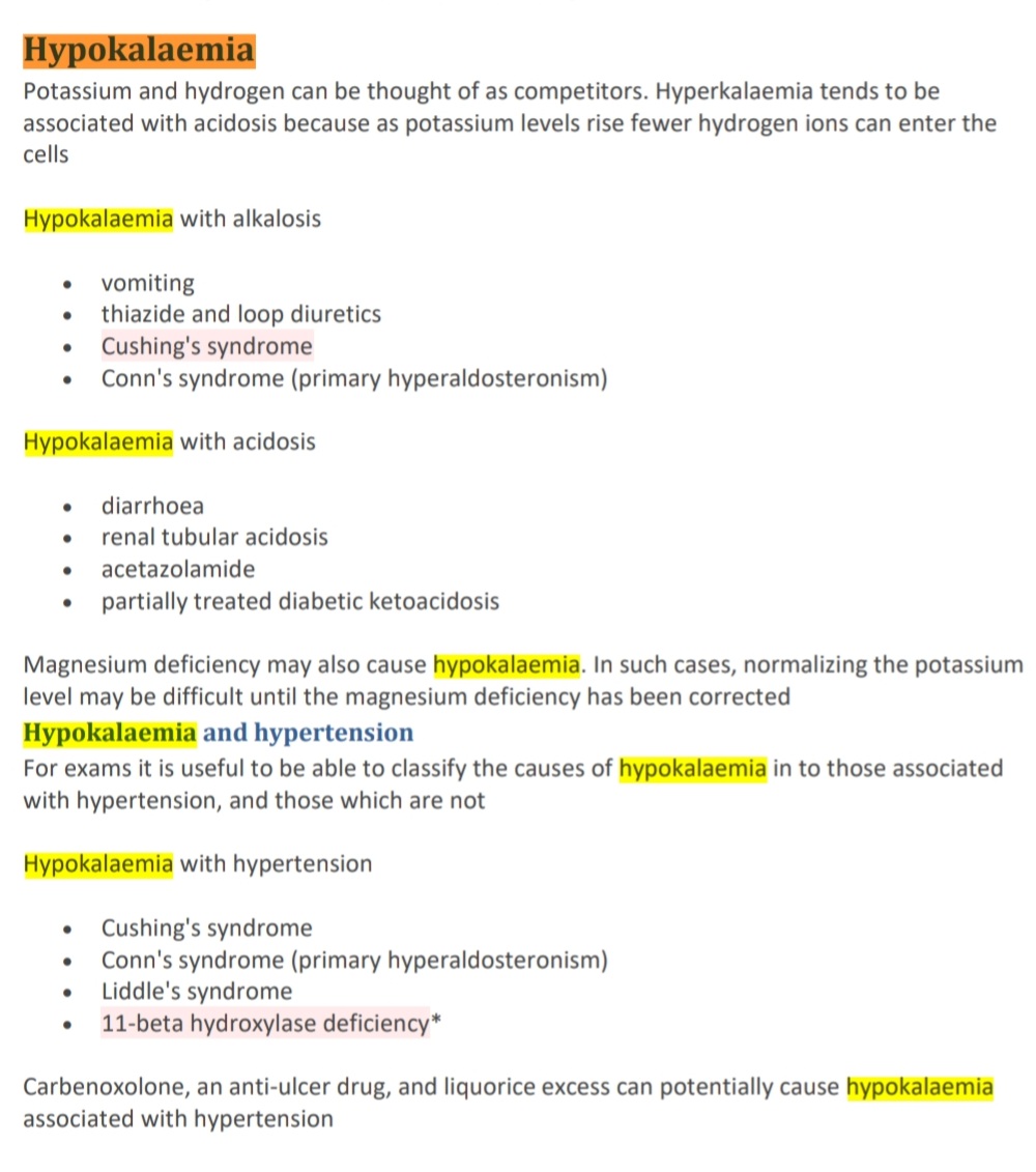 Hypokalemia 

Taken from Passmedicine
