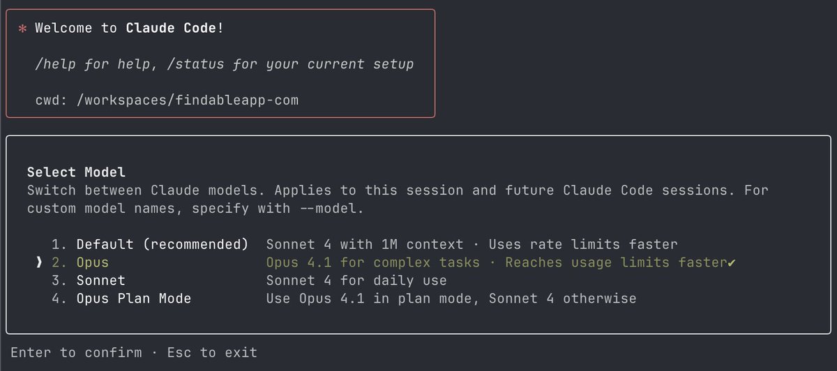 👀 Claude Code default recommendation is now Sonnet 4 w/ 1M context