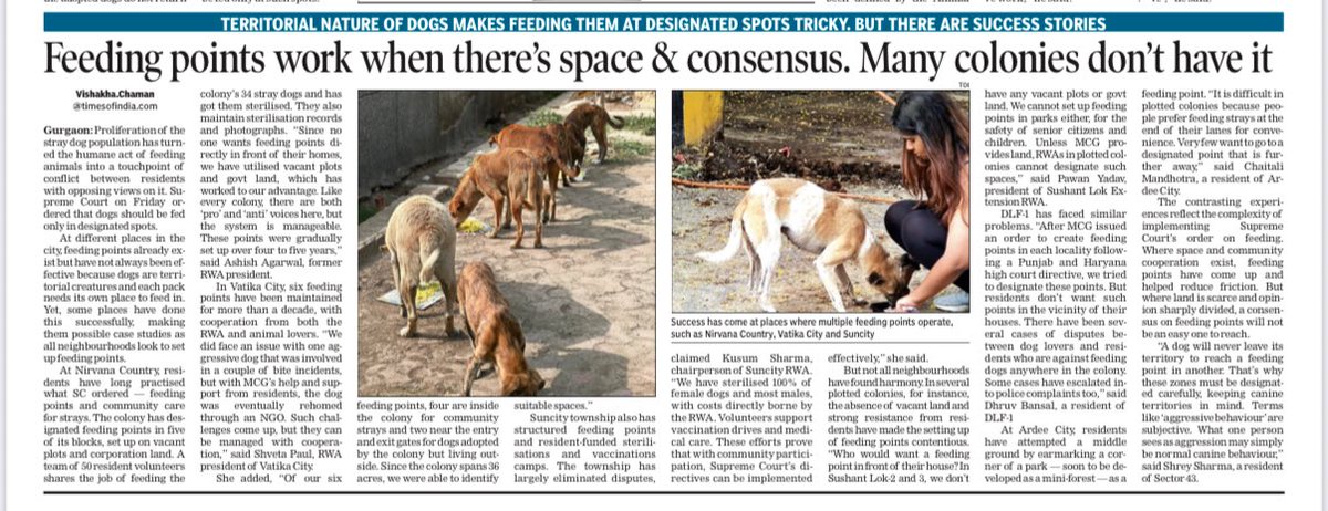 Feeding points for stray dogs work when there’s space &amp; consensus. Many #Gurgaon colonies don’t have it

Read more at:
m.timesofindia.com/articleshow/12…