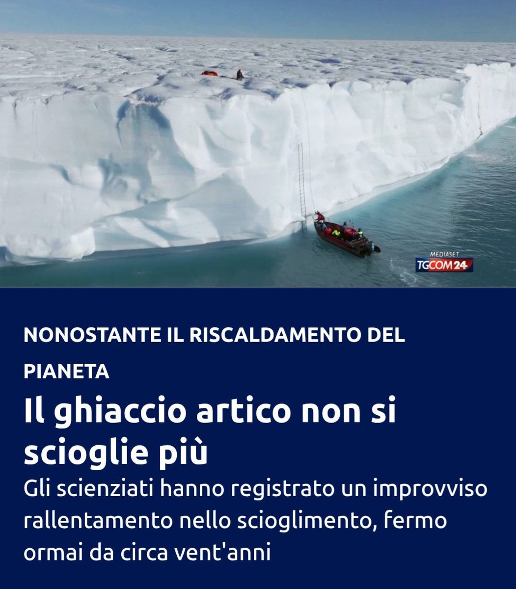Il rivoluZionario Zeta🧱🍑🇮🇹🇷🇸🇷🇺🇮🇪 (@scruta_vendetta) on Twitter photo Esimio <a href="/OfficialTozzi/">Mario Tozzi ⛏</a> i ghiacci non si sciolgono ormai da vent’anni, ripeto vent’anni non due giorni!
Ora, dove è finito il cambiamento climatico che aveva alzato la temperatura della terra e stava sciogliendo i ghiacci di tutto il pianeta? Esimio <a href="/OfficialTozzi/">Mario Tozzi ⛏</a> i ghiacci non si sciolgono ormai da vent’anni, ripeto vent’anni non due giorni!
Ora, dove è finito il cambiamento climatico che aveva alzato la temperatura della terra e stava sciogliendo i ghiacci di tutto il pianeta?