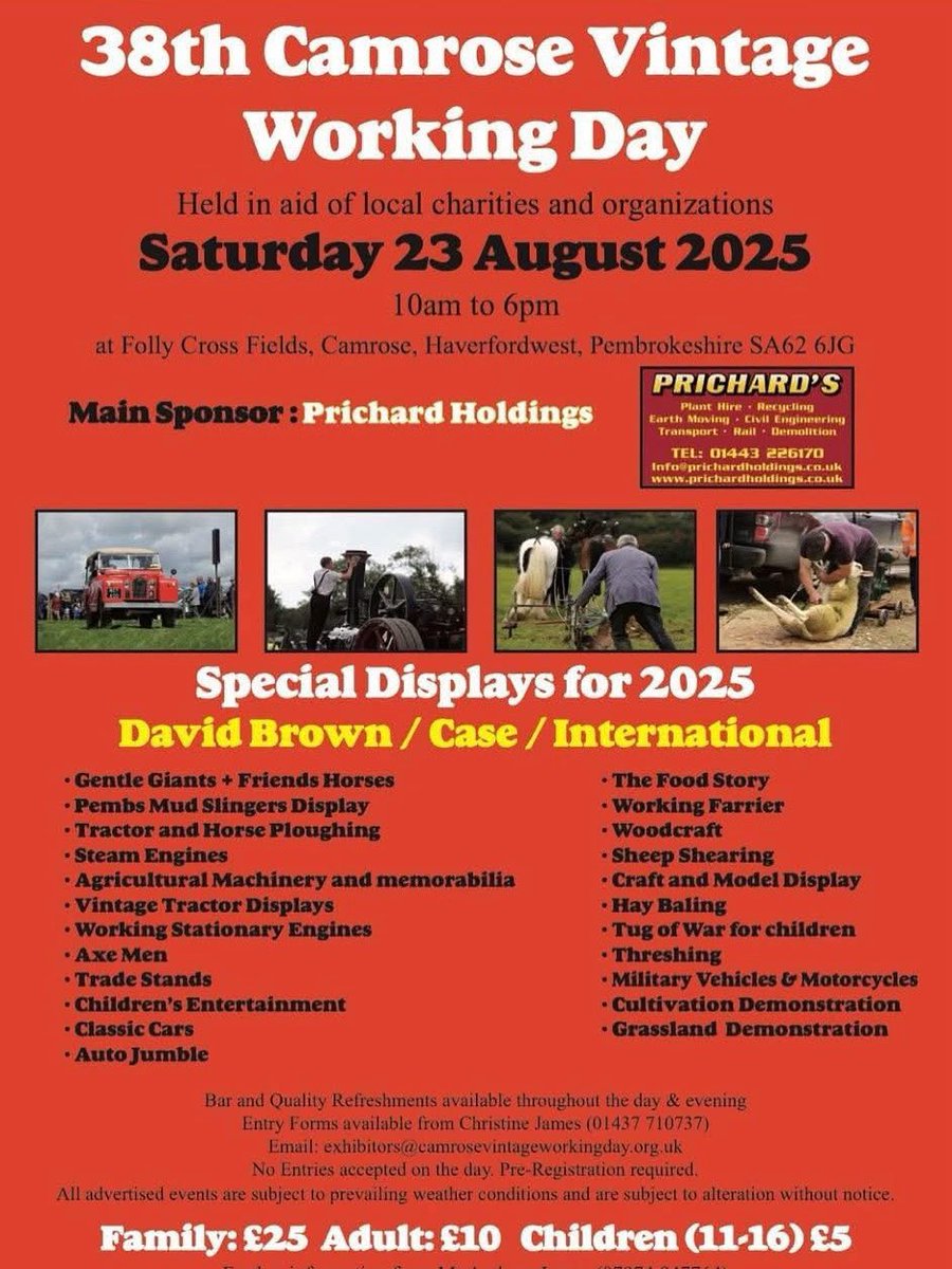 We are pleased to be able to offer our support to the 38th Camrose Vintage Working Day taking place today from 10am at the Folly Cross Fields in Camrose, Haverfordwest. 

See you there 👍🏻