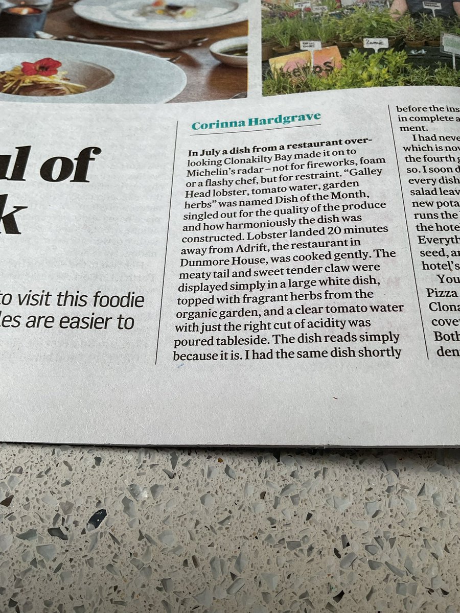 Congratulations <a href="/Dunmorehouse/">Dunmore House Hotel</a> 👏👏👏
A wonderful write up in today’s Irish Times magazine 😃
