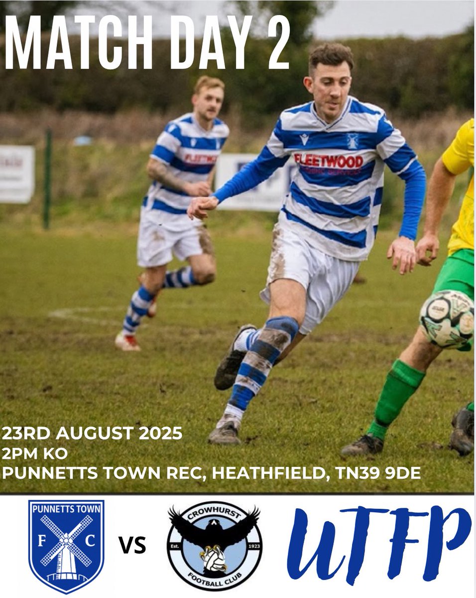 Punnetts Town FC (@punnettsfc) on Twitter photo We welcome old friends <a href="/CrowhurstFC/">Crowhurst FC</a> for our second game of this season. With many great battles in previous years we expect nothing less today!
#UTFP πππ We welcome old friends <a href="/CrowhurstFC/">Crowhurst FC</a> for our second game of this season. With many great battles in previous years we expect nothing less today!
#UTFP πππ