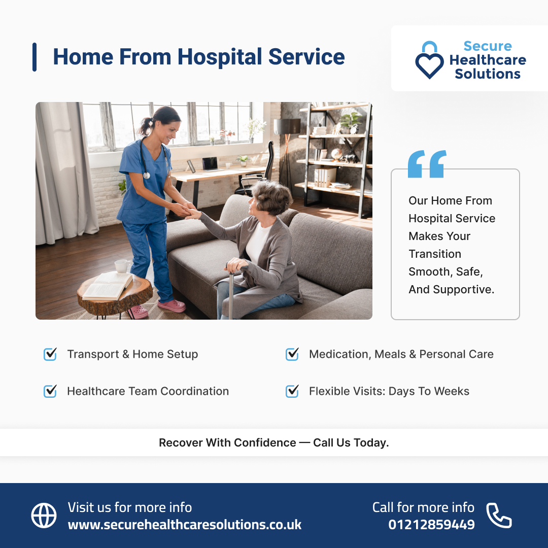 SecureHealthcar's tweet image. 🏡 Coming home from hospital? We make your recovery smooth &amp;amp; stress-free.

✔️ Transport &amp;amp; home set-up
✔️ Medication, meals &amp;amp; personal care
✔️ Coordination with your healthcare team
✔️ Flexible visits

💙 Recover with confidence—call us today.

#HomeFromHospital #RecoveryAtHome