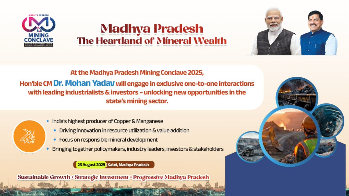 🌟R@J🌟 (@rajsharmaa24) on Twitter photo Smart mining for a smart future—MP is writing a new story of progress.
<a href="/DrMohanYadav51/">Dr Mohan Yadav</a> Mohan Yadav #MPMiningConclave Smart mining for a smart future—MP is writing a new story of progress.
<a href="/DrMohanYadav51/">Dr Mohan Yadav</a> Mohan Yadav #MPMiningConclave