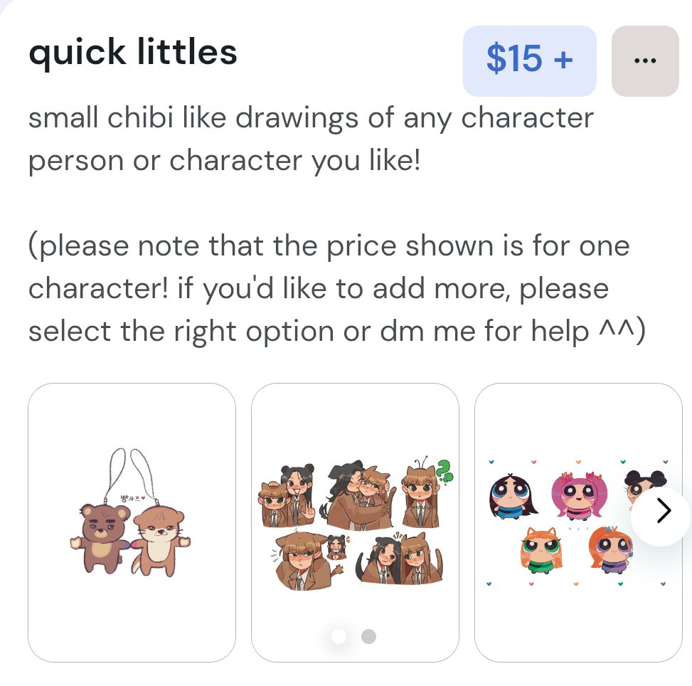 hi!! i want to say i have tiny commissions open for those who want some little guys drawn by me ❤️ 

please feel free to dm me or go through the link below!

☕: ko-fi.com/c/6c4cea8fb6

#commissions #commissionsopen