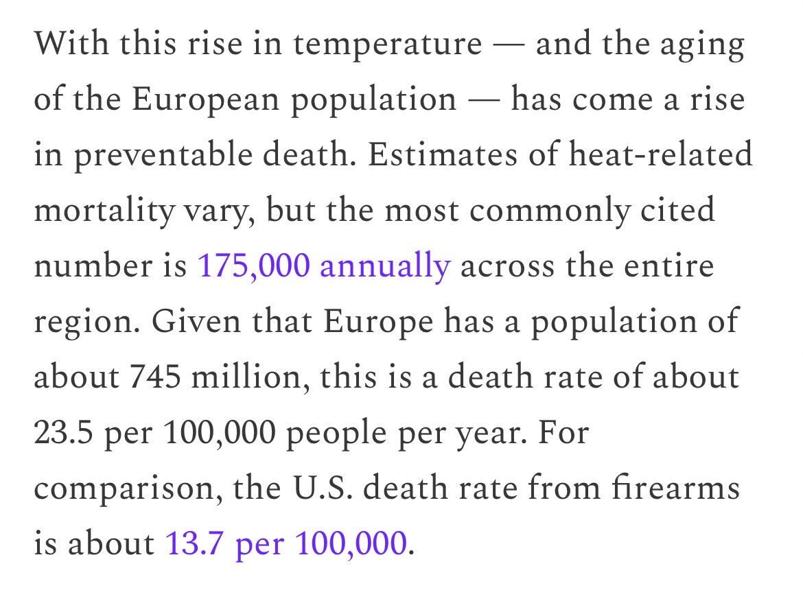 Europeans die from heat exposure at almost twice the rate Americans die from gun violence.

This encapsulates each group's stubborn adherence to a principle the other finds incomprehensible.