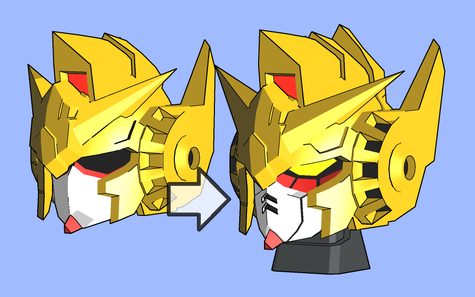DivideTW's tweet image. ●巨神体ヘッド
　作ってはマスク部分を直して～を３回ほどやる事で、いい感じフェイスに。

SDヘッドの内側に収まるギリギリのサイズがこれとなります
(画像２～3参照)
⇒又、SDヘッドをクリアパーツ化し、中にあるぞってのがわかるよういじってみました。

あとはオメガゼロのみ…?
#SDガンダム