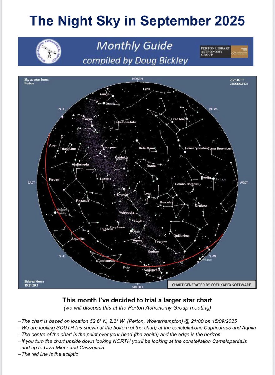 wolvasuk's tweet image. Here is the Sky Guide for September 2025, Part 1, produced by Society Treasurer Doug Bickley.
Packed with information of events to look out for.
Note all timings are based on the Wolverhampton Area @wolvasuk wolvas.org.uk
