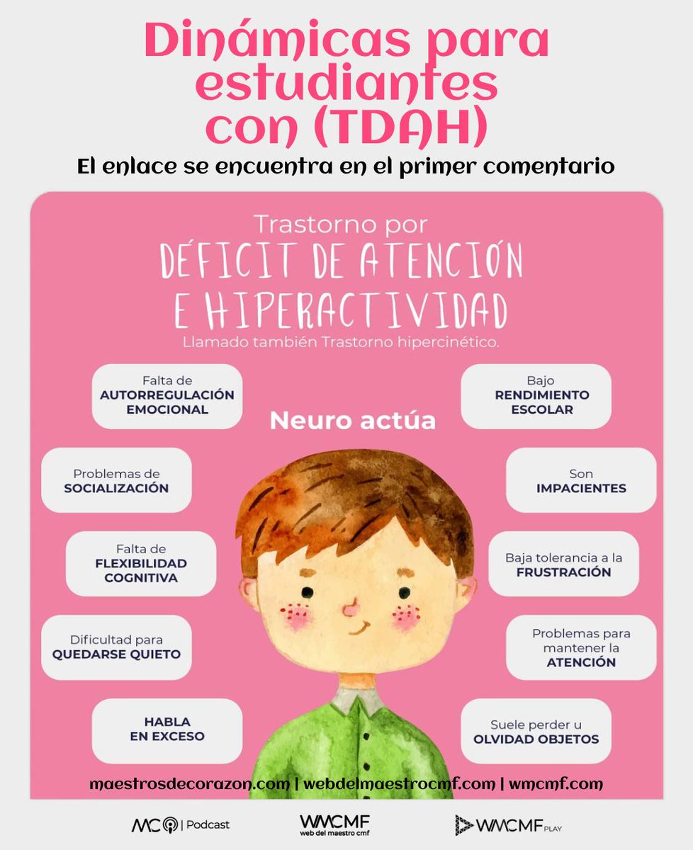 Dinámicas para estudiantes con Trastorno por Déficit de Atención e Hiperactividad (TDAH). Enlace: webdelmaestrocmf.com/portal/dinamic…

​¿Buscas estrategias efectivas para apoyar a estudiantes con TDAH en el aula? Descubre dinámicas prácticas que promueven la estructura, participación activa