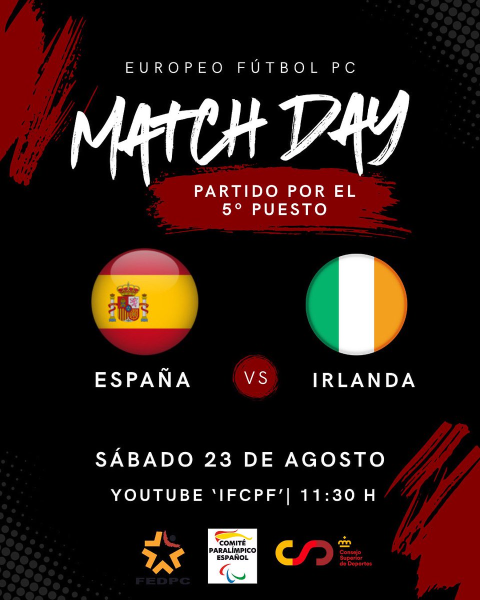 🤨 ¡DUELO FINAL!

🇪🇸🆚🇮🇪

⏰ 11:30 horas (10:30 hora local)

😎 Los de Ariño se jugarán la QUINTA PLAZA del Campeonato Europeo ante Irlanda. 

📺 youtube.com/live/tmJRt9Q6J…

🙏🏼 ¡VAMOS #TeamEsp🇪🇸