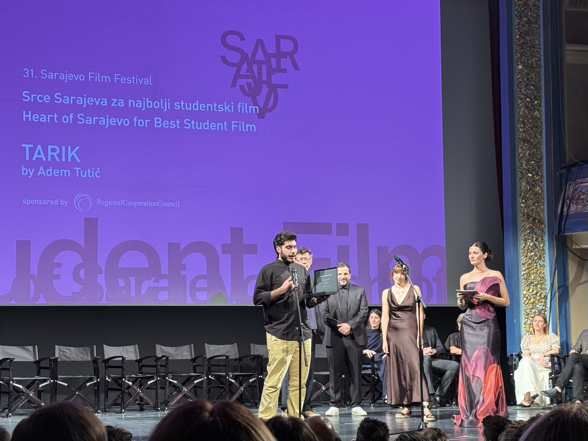 This year’s Heart of Sarajevo for Best Student Film goes to Adem Tutić for “Tarik”. ❤️

Thrilled RCC is the patron of this special #SFF award, that for the 9th year in a row keeps supporting young talents from our region.

Congrats dear Adem, we can’t wait to see the amazing