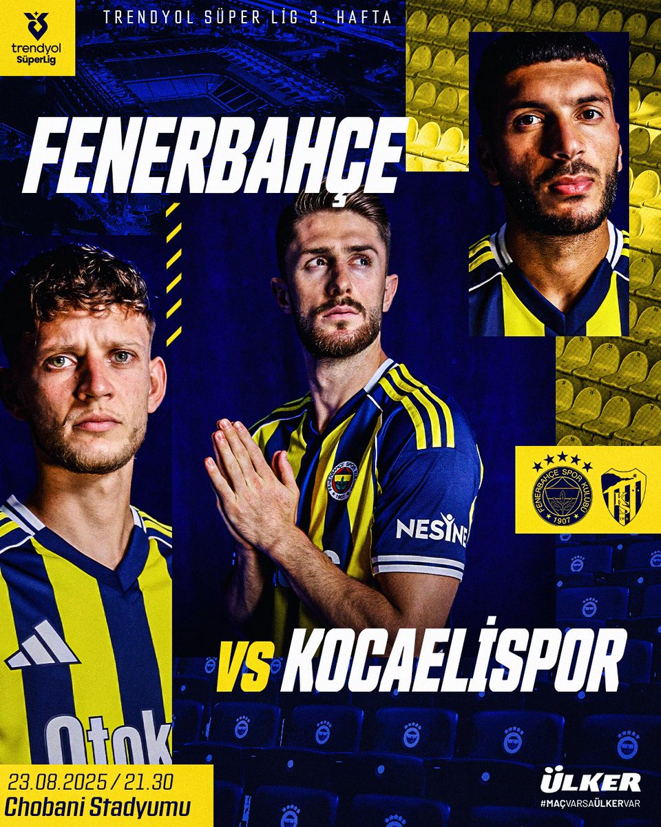 🏆 Trendyol Süper Lig

🆚 Kocaelispor 
🕤 21.30 
🏟️ Chobani Stadyumu 
📲 #FBvKS

#MaçVarsaÜlkerVar | <a href="/Ulker/">Ülker</a>
