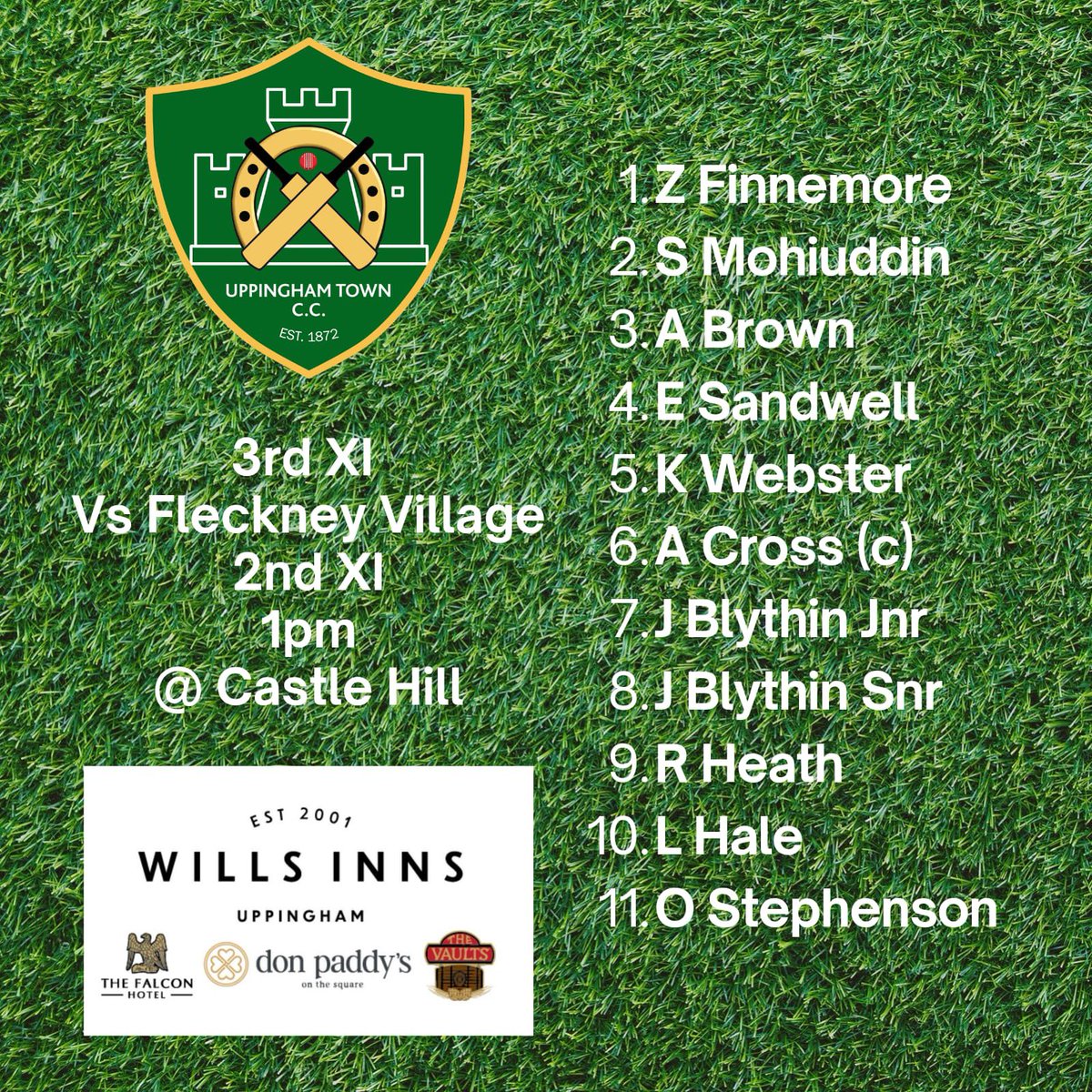 Uppingham Town CC (@utcc_) on Twitter photo Saturday Week 19 line up๐ค๐ป๐
Much needed wins today! You can do it ๐๐ป
๐ก1Xl v <a href="/TownSyston/">Syston Town Cricket Club</a> 1XI ๐บ
๐2XI v <a href="/WhetstoneCC/">Whetstone CC</a> 1XI
๐ก3XI v <a href="/fvcc/">Fleckney Village CC ๐ก๐ข</a> 2XI
๐ฅชTeas from The Boundary Box
๐บBar open 2pm
1XI live on YouTube
๐ youtube.com/live/rCiBl10Afโฆ
#utcc #winningways #positivevibes Saturday Week 19 line up๐ค๐ป๐
Much needed wins today! You can do it ๐๐ป
๐ก1Xl v <a href="/TownSyston/">Syston Town Cricket Club</a> 1XI ๐บ
๐2XI v <a href="/WhetstoneCC/">Whetstone CC</a> 1XI
๐ก3XI v <a href="/fvcc/">Fleckney Village CC ๐ก๐ข</a> 2XI
๐ฅชTeas from The Boundary Box
๐บBar open 2pm
1XI live on YouTube
๐ youtube.com/live/rCiBl10Afโฆ
#utcc #winningways #positivevibes