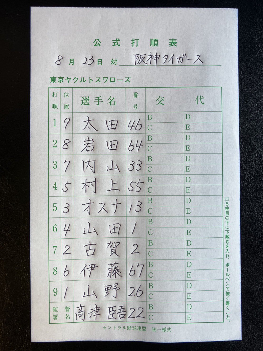23 東京ヤクルトスワローズ　全143試合スコアブック 23 東京ヤクルトスワローズ 全143試合スコアブック 東京ヤクルト