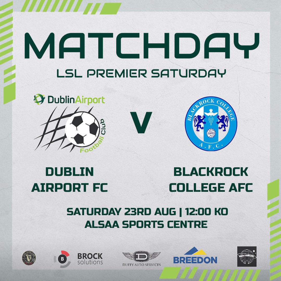 ✈️ ⚽️ | 𝙈𝙖𝙩𝙘𝙝 𝙙𝙖𝙮 | ⚽️✈️ 

🆚 Blackrock College AFC
🏆 LSL Premier Saturday 
📍 ALSAA Sports Centre
⏰ 12:00

#uptheplanes