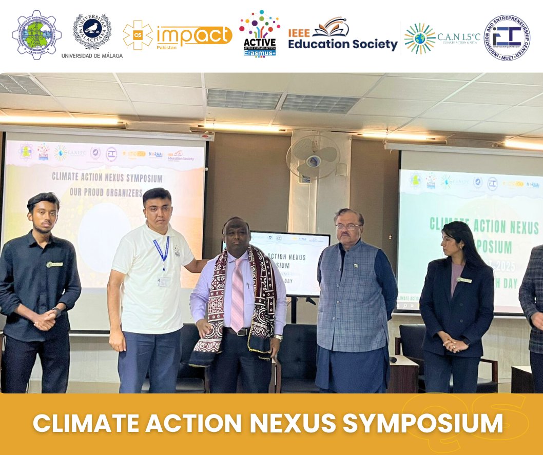 QSimpactpak's tweet photo. Engr. Muhammad Zakir Shaikh, President @QSimpactpak  &amp; Head Dissemination @active_climate_action, spoke at the Climate Action Nexus Symposium on #WorldYouthDay (12 Aug) at IEC Building, @muetpk Jamshoro 🇵🇰

 @EU_Commission #ErasmusPlus @muetpk https://t.co/8gz2hRSoCP
