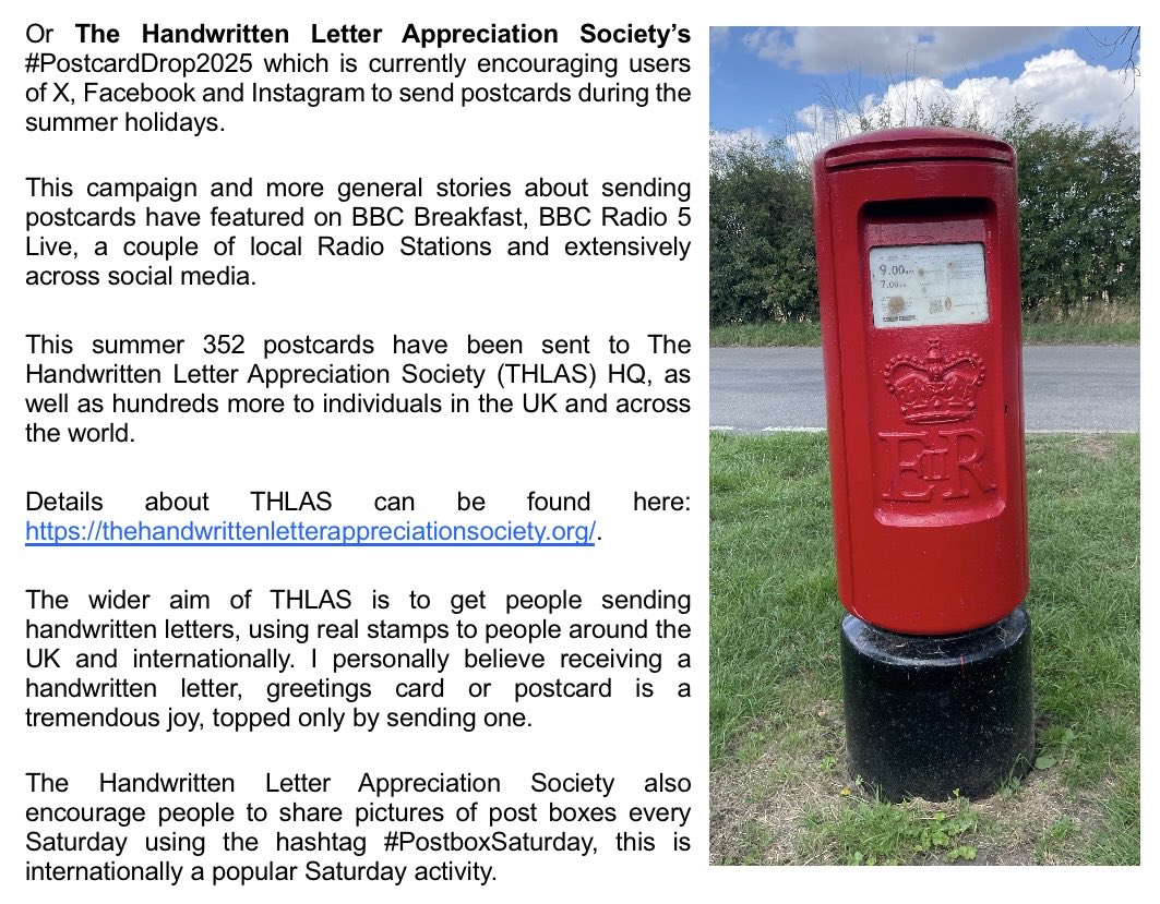 Michael Lewis (He / Him) (@parishcounclerk) on Twitter photo I’ve mentioned #PostboxSaturday and #PostcardDrop2025 along with <a href="/letterappsoc/">Handwritten Letter</a> in my consultation response on the Green Paper: Future of Post Office, a picture I took about a month ago of a postbox 📮 I’ve mentioned #PostboxSaturday and #PostcardDrop2025 along with <a href="/letterappsoc/">Handwritten Letter</a> in my consultation response on the Green Paper: Future of Post Office, a picture I took about a month ago of a postbox 📮