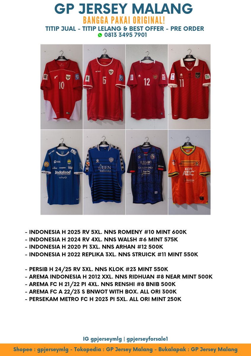 <a href="/Jerseyforum/">The OG Indonesian Blokecore</a> #jersey4sale

PROMO KEMERDEKAAN!🙌

DISCOUNT 17K + 8K ALL ITEM. BUY 2 GET MORE DISCOUNT. AND DISCOUNT SHIPMENT 45%

Ready Marketplace ✅
All Negotiable, welcome ✅
CFS, On/Off Season? Gas! ✅

More info, bisa DM/klik link dibawah. Nuwus😁🙏

linktr.ee/gpratikno_11