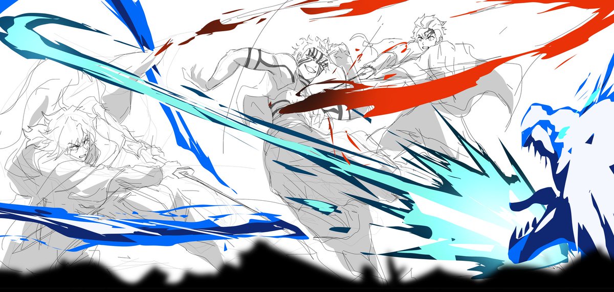Updated WIP, Akaza vs Tanjiro/Giyuu⛩️🔥