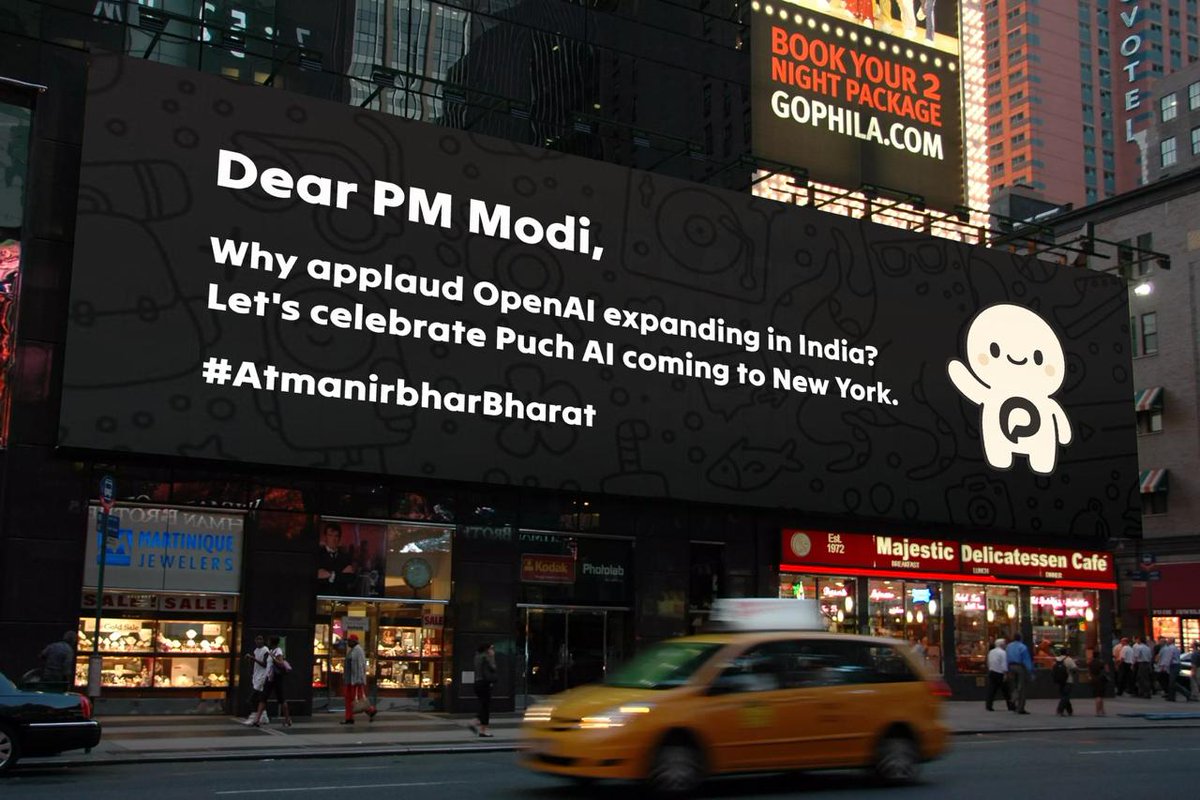 🚨 Puch AI alerts PM on foreign AI risk in Times Square.