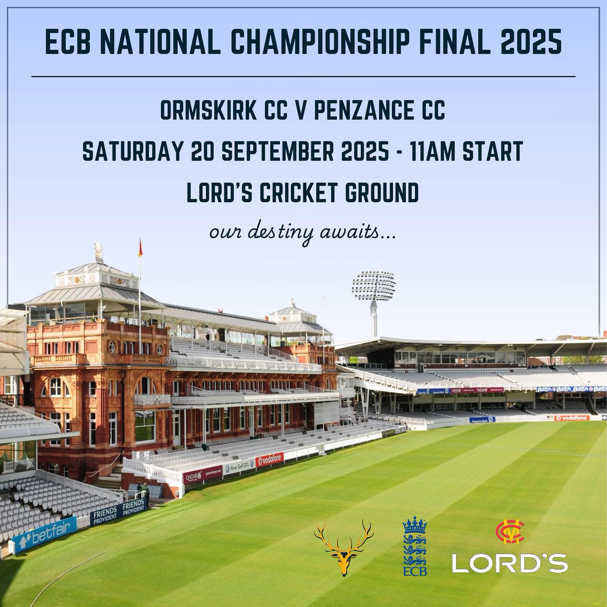 It’s just 4 weeks until we grace the hallowed turf of Lord’s Cricket Ground 😍

Over the next few days/week, we will be keeping you informed with travel arrangements, ticket information, dress code and much more! As you can imagine, there is quite a bit to arrange! 😅