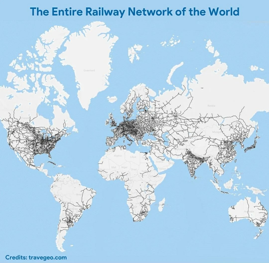The entire Railway Network of the world