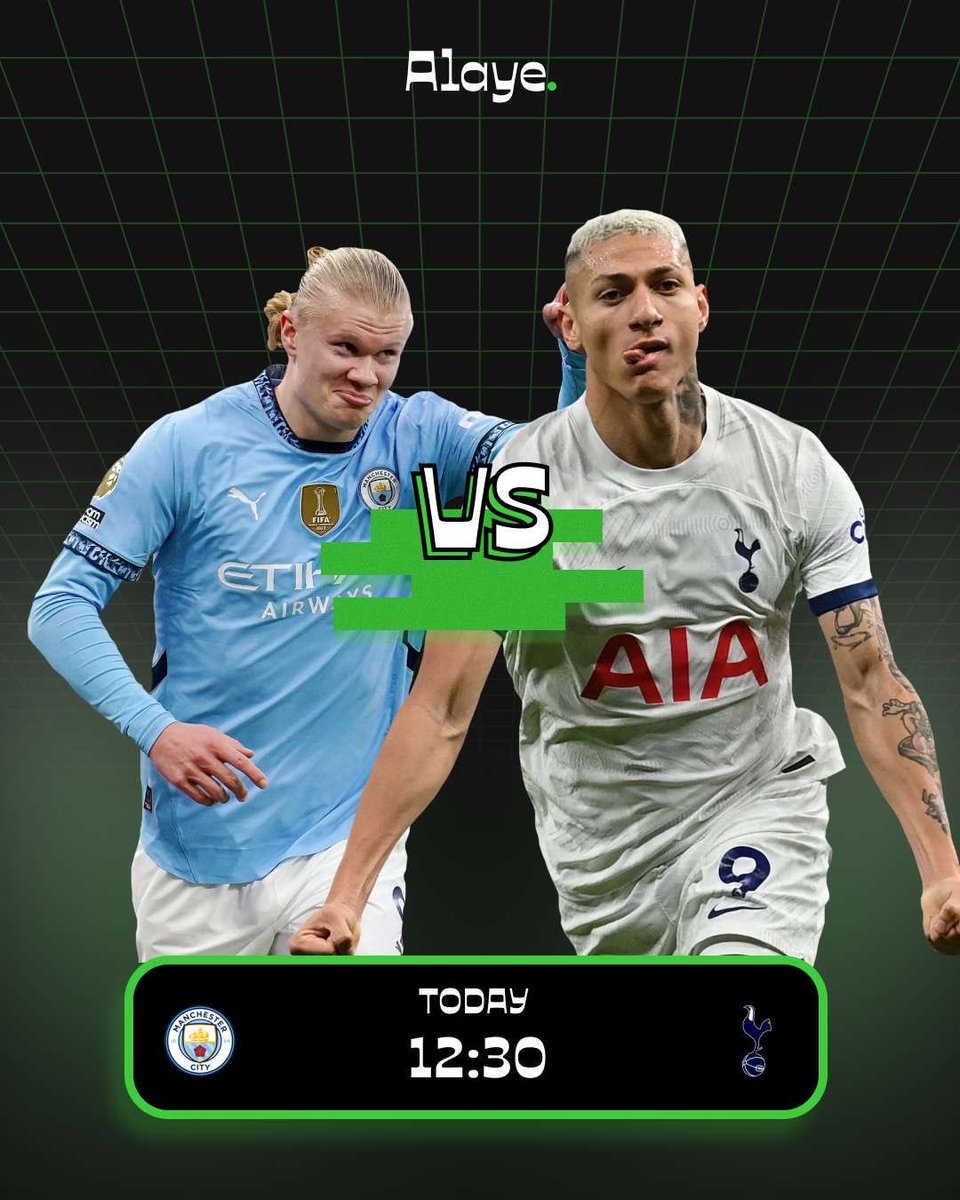 Manchester City faces Tottenham Hotspurs at The Etihad Stadium 🏟️

5 Lucky Members with the correct scores will be awarded 5K Naira each.

PREDICT SCORES AND WIN! 💰

Rules:
▪️Join the Sports By Alaye Community.
▪️Drop your correct scores in the comment section 👀
▪️Like and