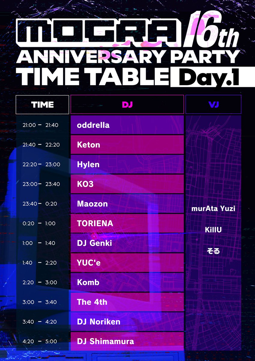 MOGRA (@mograstaff) on Twitter photo 【 今夜開催 】
#MOGRA16th
8月23日(土) | 21:00🌙
𝐌𝐎𝐆𝐑𝐀 𝟏𝟔𝐭𝐡 𝐀𝐍𝐍𝐈𝐕𝐄𝐑𝐒𝐀𝐑𝐘 𝐃𝐀𝐘𝟏
▷ club-mogra.jp/2025/08/23/569…
■ LINEUP
The 4th
DJ Shimamura
TORIENA
YUC’e
Maozon
DJ Genki
DJ Noriken
KO3
Hylen
Komb
Keton
oddrella
murAta Yuzi
KillU
そる
#mogra 【 今夜開催 】
#MOGRA16th
8月23日(土) | 21:00🌙
𝐌𝐎𝐆𝐑𝐀 𝟏𝟔𝐭𝐡 𝐀𝐍𝐍𝐈𝐕𝐄𝐑𝐒𝐀𝐑𝐘 𝐃𝐀𝐘𝟏
▷ club-mogra.jp/2025/08/23/569…
■ LINEUP
The 4th
DJ Shimamura
TORIENA
YUC’e
Maozon
DJ Genki
DJ Noriken
KO3
Hylen
Komb
Keton
oddrella
murAta Yuzi
KillU
そる
#mogra