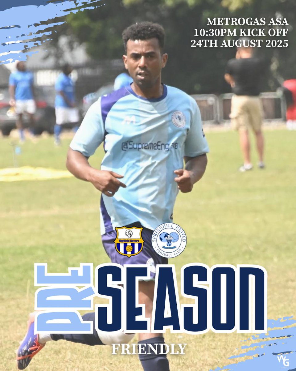 Springhill_Blues (@springhillblues) on Twitter photo Pre season game no6
<a href="/HighfieldRovers/">Highfield & Welling</a> vs Springhill Blues
Come on down to metrogas this sunday 10.30am to watch two titans of <a href="/WESFA_Football/">W.E.S.F.A.</a> div 4 go to battle, both teams will be licking their lips to get one over on their old foe! ⚽️
<a href="/wyntergraphics/">Wynter Graphics - Non League ⚽️</a>
#Preseason #Football Pre season game no6
<a href="/HighfieldRovers/">Highfield & Welling</a> vs Springhill Blues
Come on down to metrogas this sunday 10.30am to watch two titans of <a href="/WESFA_Football/">W.E.S.F.A.</a> div 4 go to battle, both teams will be licking their lips to get one over on their old foe! ⚽️
<a href="/wyntergraphics/">Wynter Graphics - Non League ⚽️</a>
#Preseason #Football