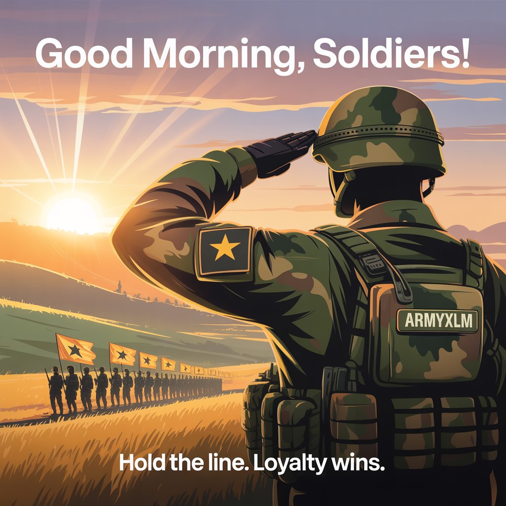 🌅 Good Morning, Soldiers! 🪖💚

A new day, a new mission.
Stand tall, hold strong, and march forward together. 📈
Every sunrise brings us closer to victory. 🚀
Discipline. Loyalty. $ARMYXLM.

#Stellar #XLM #ARMYXLM #Memecoin
