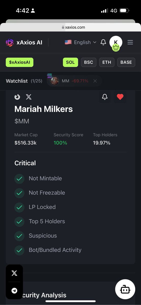 This is more bullish guys . No Bundled / BOT activity . Security score is 100% . Let’s Go