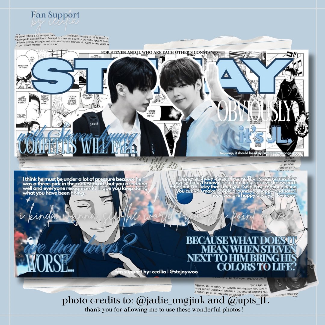 AHOF “RENDEZVOUS” IN MANILA 
fan support by <a href="/stejaywoo/">cecilia</a>

♟️📘 stejay x satosugu

— mbf, like &amp; rt to spread
— vv limited quantity (1:1)
— open to all, find me on d-day
— loc to be announced

note: 
open for donations to produce more, dm! 
donors will receive a reserved banner 💙