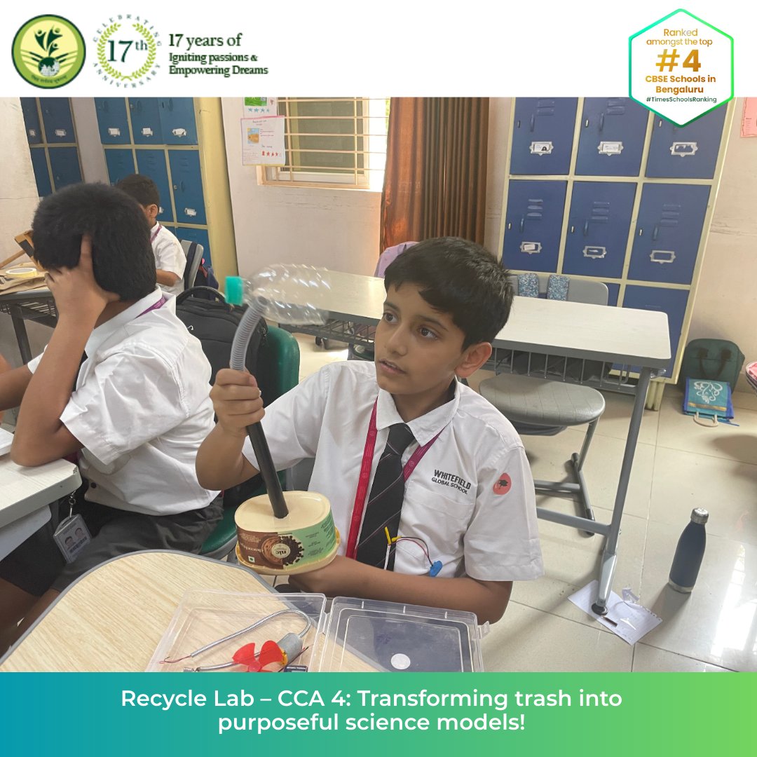 wgs_bengaluru's tweet image. ♻️ Our young innovators turned waste into wonder at Recycle Lab – CCA 4! From water purifiers to windmills, learners built creative science models with discarded materials—blending innovation, sustainability &amp;amp; problem-solving. 🌍✨
#RecycleLab #YoungInnovators #WasteToWonder