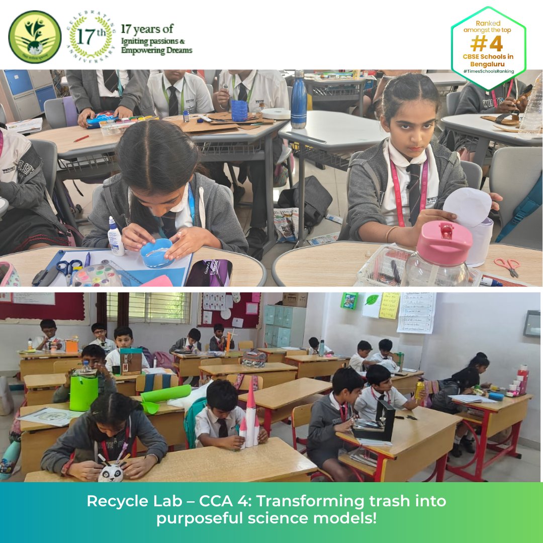 wgs_bengaluru's tweet image. ♻️ Our young innovators turned waste into wonder at Recycle Lab – CCA 4! From water purifiers to windmills, learners built creative science models with discarded materials—blending innovation, sustainability &amp;amp; problem-solving. 🌍✨
#RecycleLab #YoungInnovators #WasteToWonder